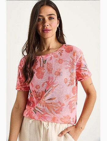 Camiseta floral de manga corta con cuello redondo lucci