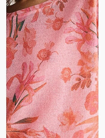 Camiseta floral de manga corta con cuello redondo lucci