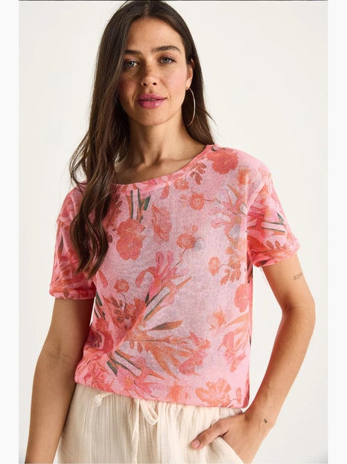Camiseta floral de manga corta con cuello redondo lucci - Kiabi