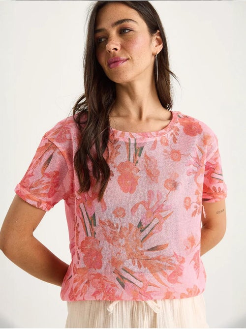 Camiseta floral de manga corta con cuello redondo lucci - Kiabi
