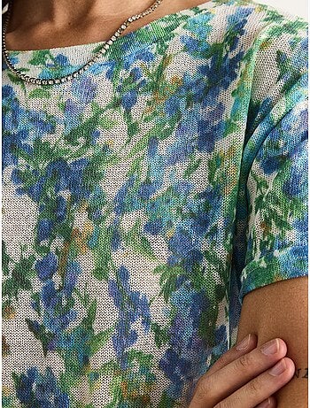 Camiseta floral de manga corta con cuello redondo lucci
