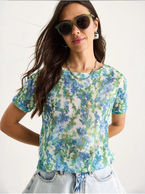 Camiseta floral de manga corta con cuello redondo lucci - Kiabi