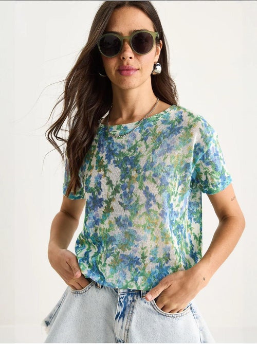 Camiseta floral de manga corta con cuello redondo lucci - Kiabi