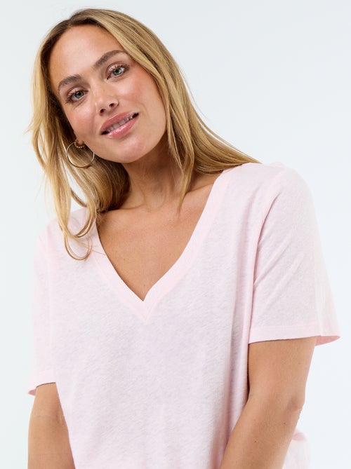 Camiseta fluida de lino mezclado - Kiabi