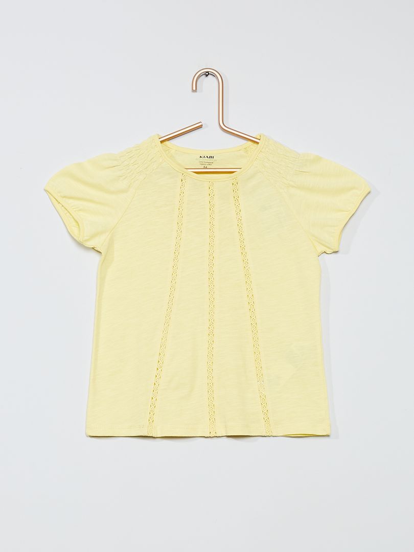 Camiseta fruncida amarillo limón - Kiabi