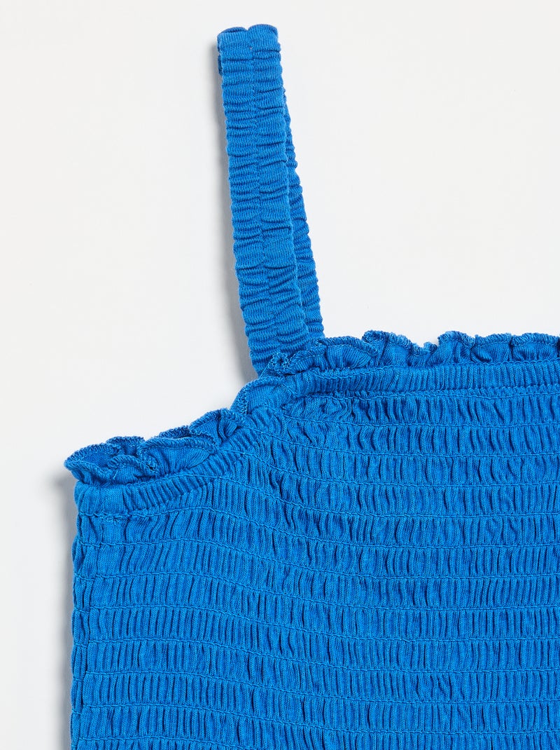 Camiseta fruncida de tirantes Azul - Kiabi