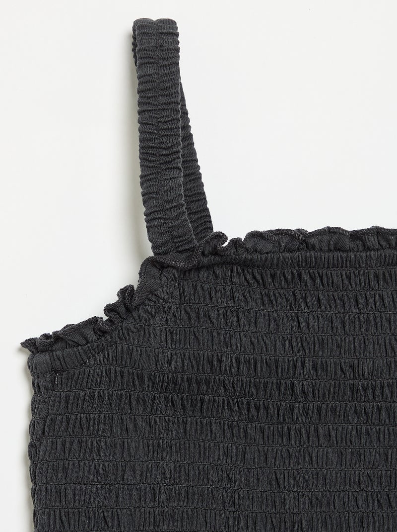 Camiseta fruncida de tirantes Negro - Kiabi