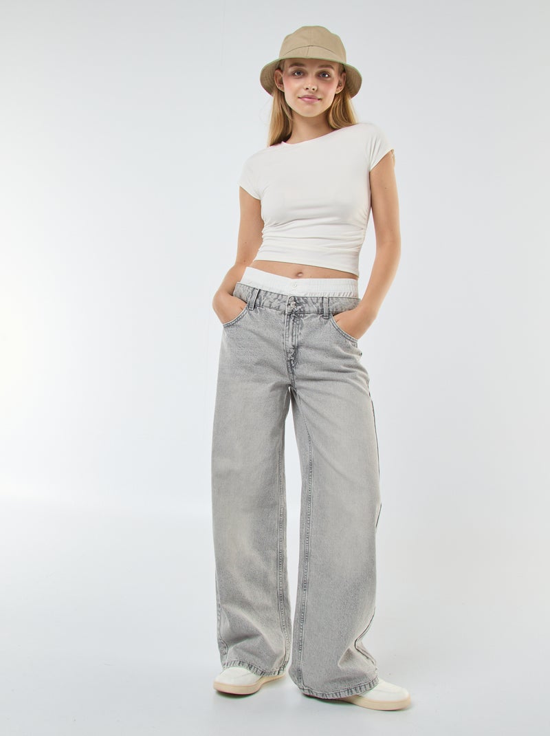 Camiseta fruncida lisa Blanco - Kiabi