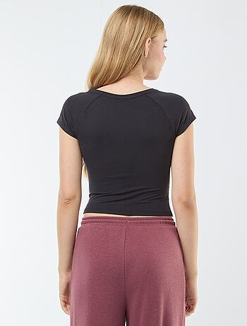 Camiseta fruncida lisa