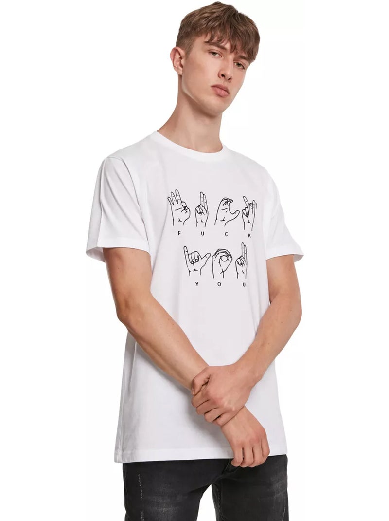 Camiseta fu sign language para hombre - mister tee Blanco - Kiabi