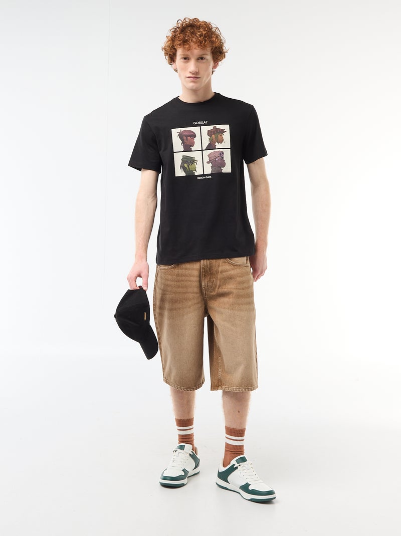 Camiseta 'Gorillaz' de algodón liso Negro - Kiabi