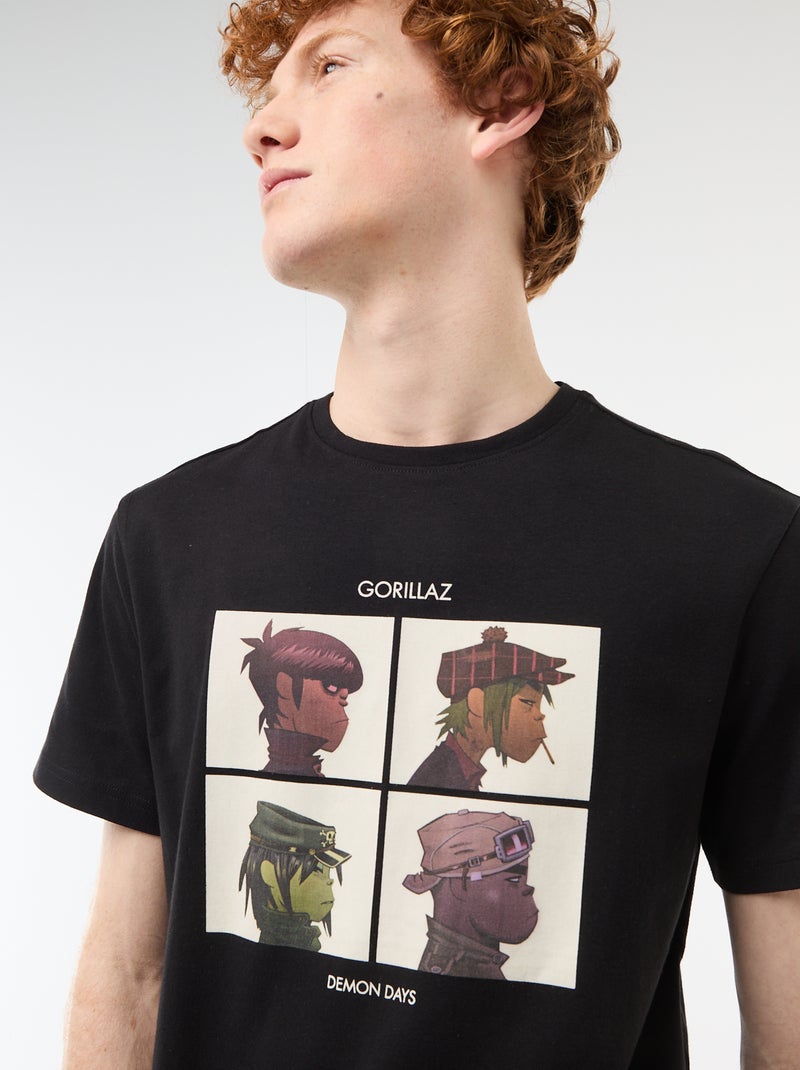 Camiseta 'Gorillaz' de algodón liso Negro - Kiabi
