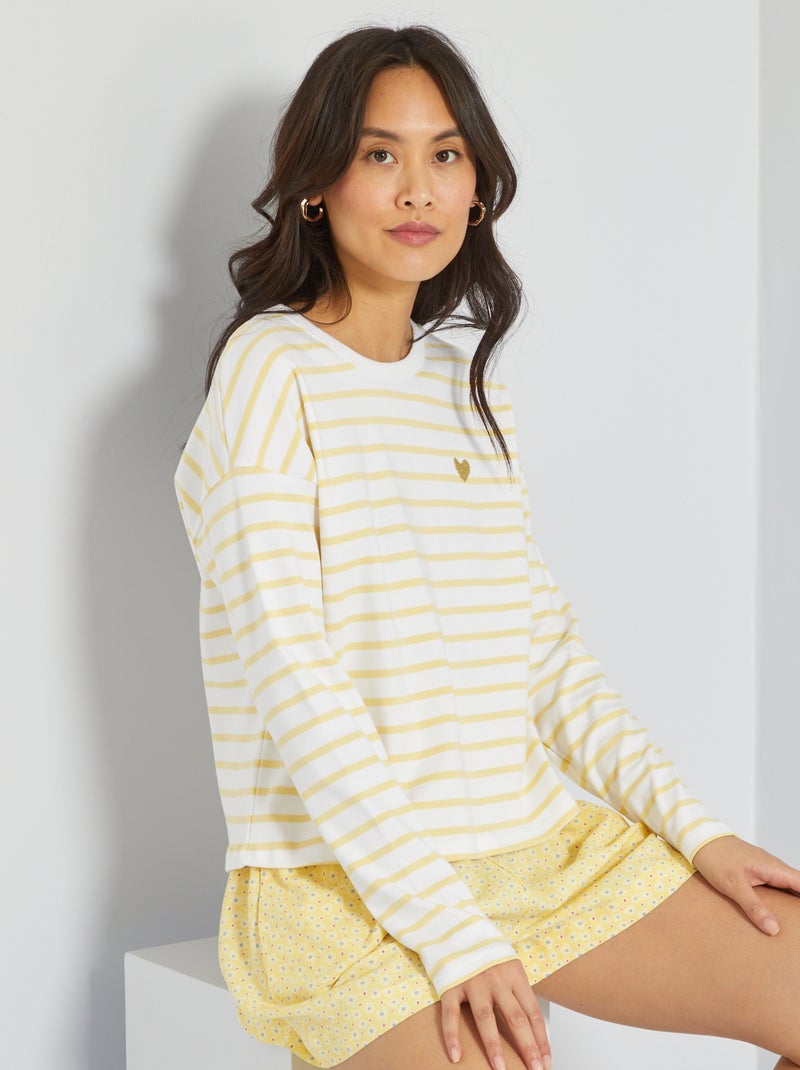 Camiseta gruesa a rayas AMARILLO - Kiabi