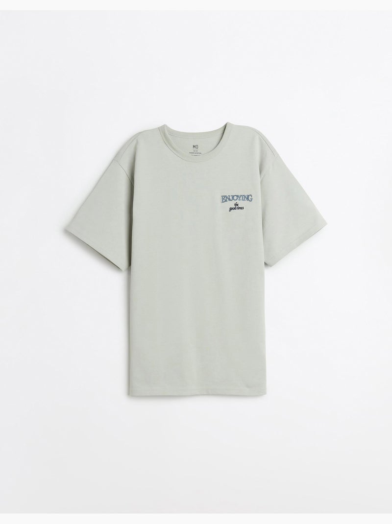 Camiseta gruesa bordada, MO Fashion Gris - Kiabi