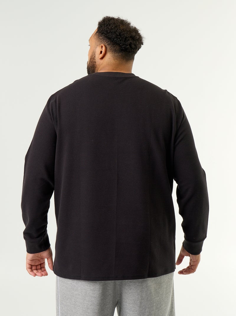 Camiseta gruesa de cuello redondo y manga larga Negro - Kiabi