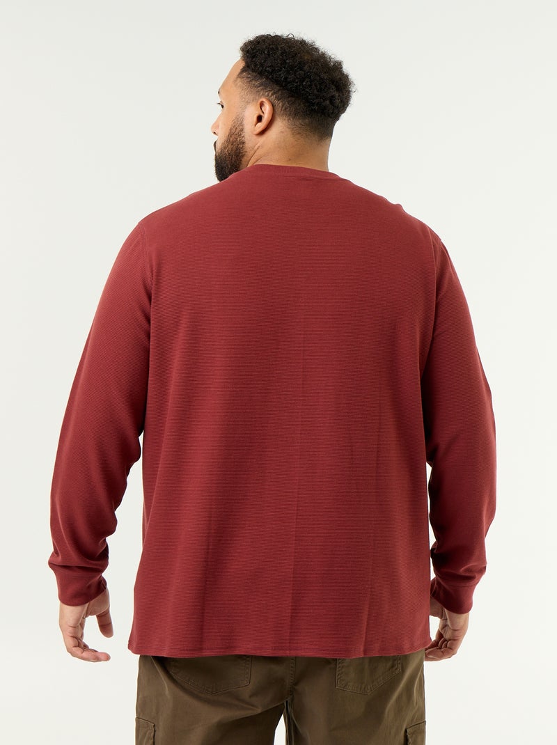 Camiseta gruesa de cuello redondo y manga larga Rojo - Kiabi