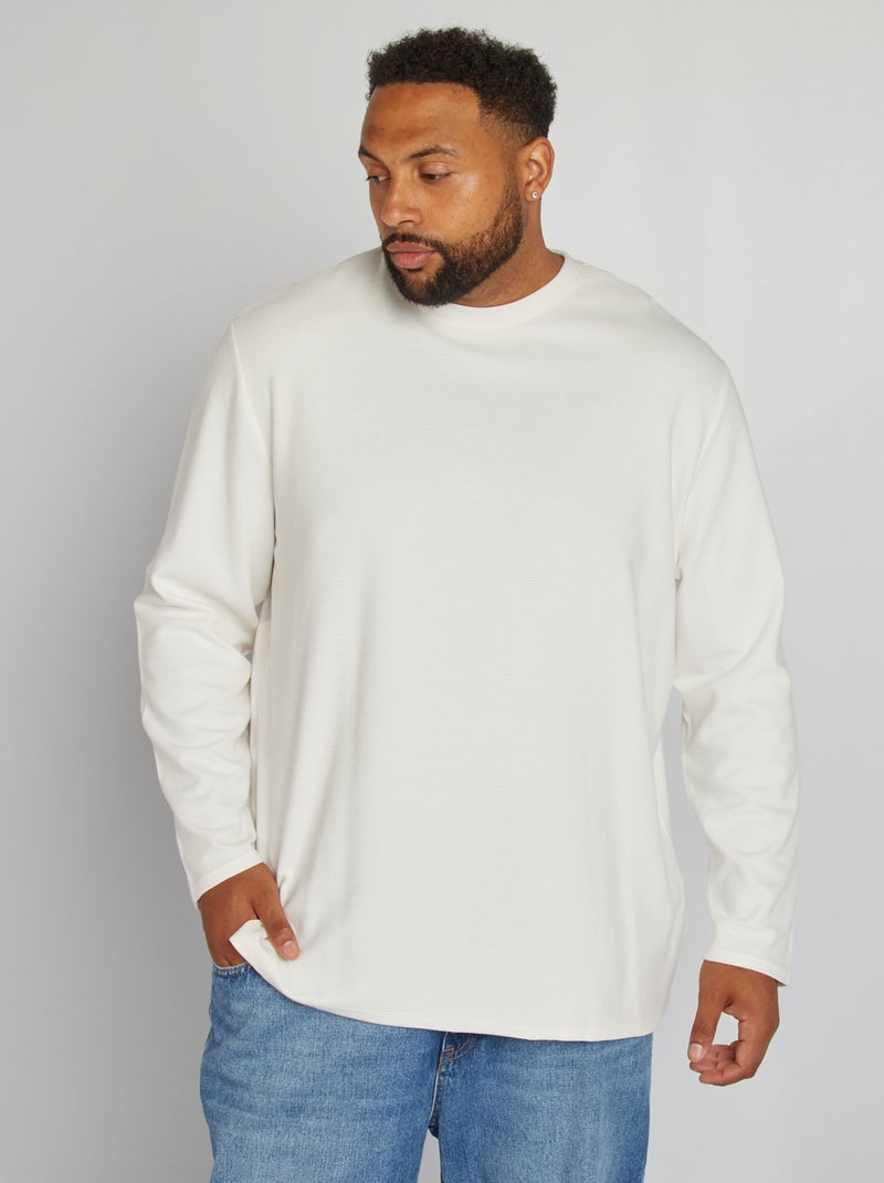Camiseta gruesa de punto ottoman liso BLANCO - Kiabi