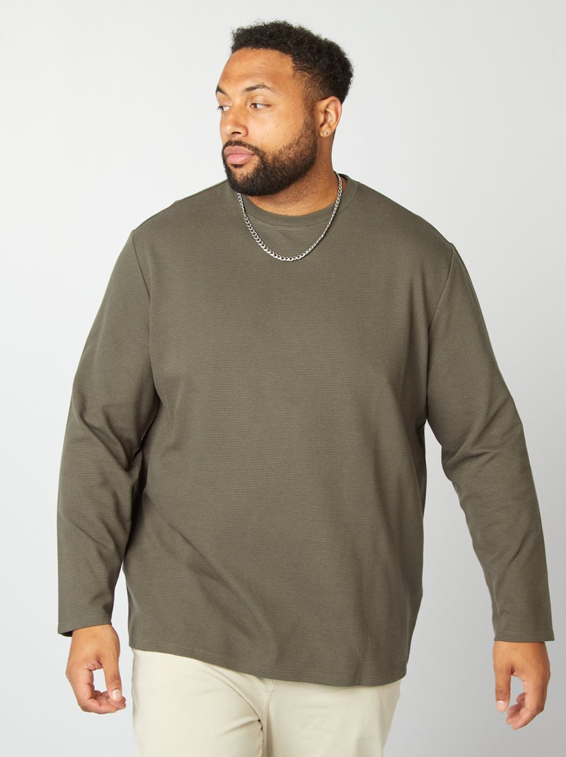 Camiseta gruesa de punto ottoman liso KAKI - Kiabi