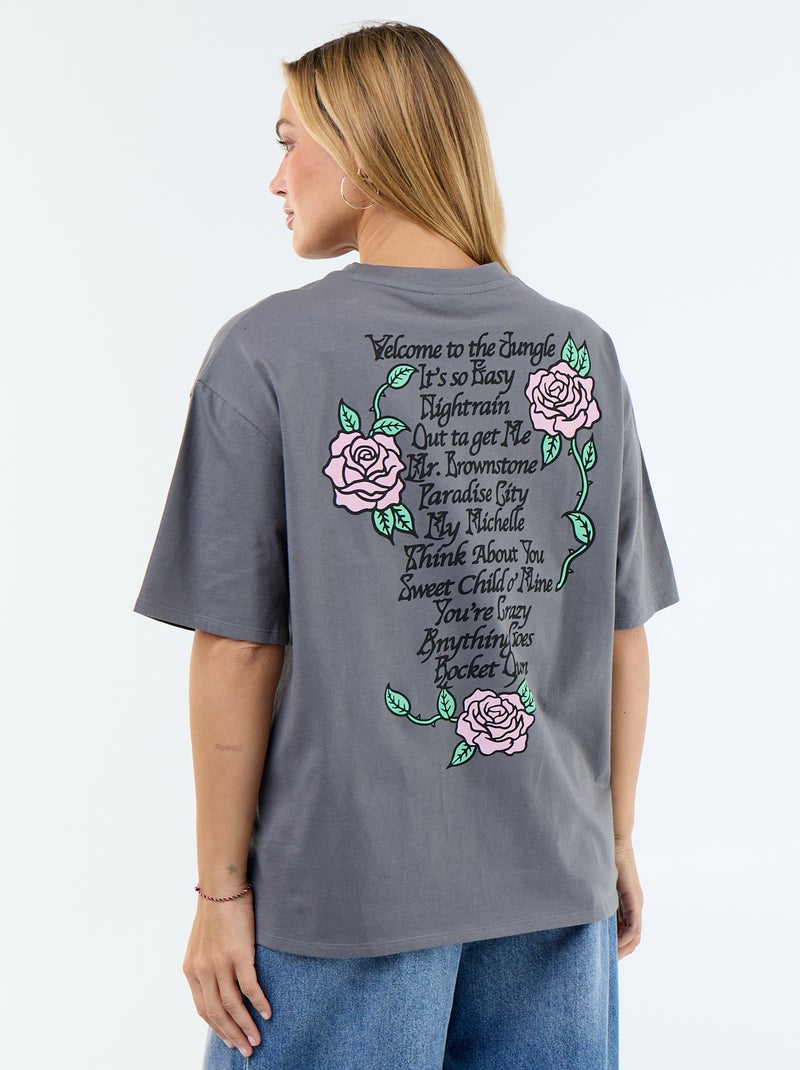 Camiseta \'Guns N\'Roses\' de manga corta estampada por delante y por detrás Gris - Kiabi