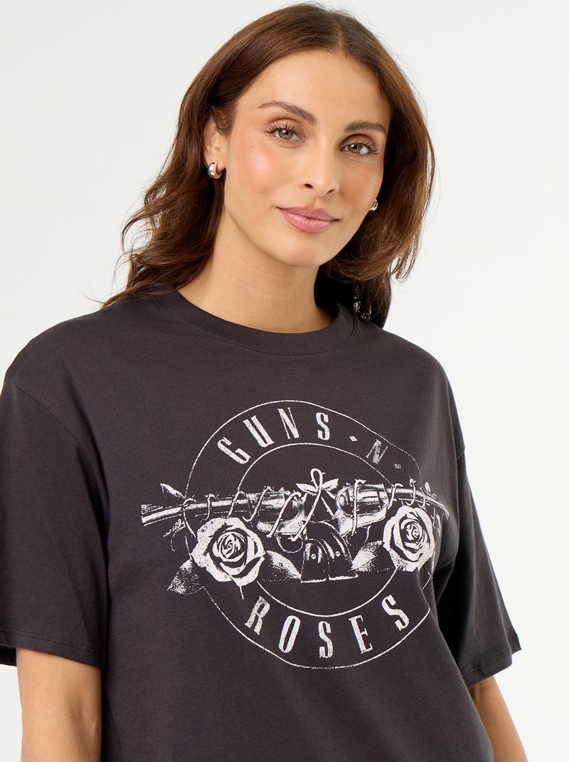 Camiseta \'Guns N\'Roses\' de manga corta estampada por delante y por detrás Negro - Kiabi