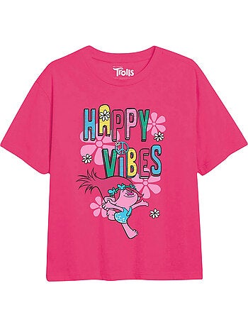 Camiseta happy vibes niñas - trolls