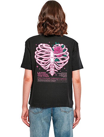 Camiseta heart cage rose diseño estampado en espalda para mujer - miss tee