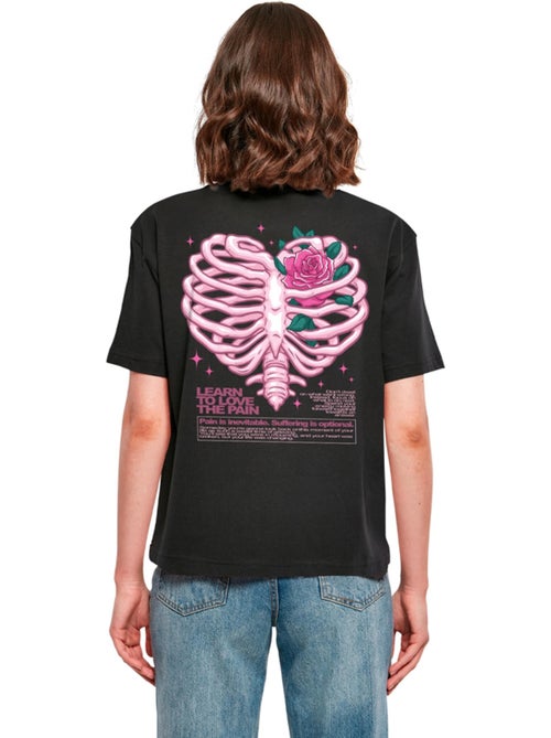 Camiseta heart cage rose diseño estampado en espalda para mujer - miss tee - Kiabi Camiseta heart cage rose diseño estampado en espalda para mujer - miss tee - Kiabi