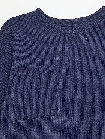 Camiseta holgada de algodón gofrado liso