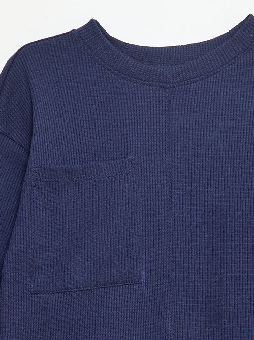 Camiseta holgada de algodón gofrado liso - Kiabi