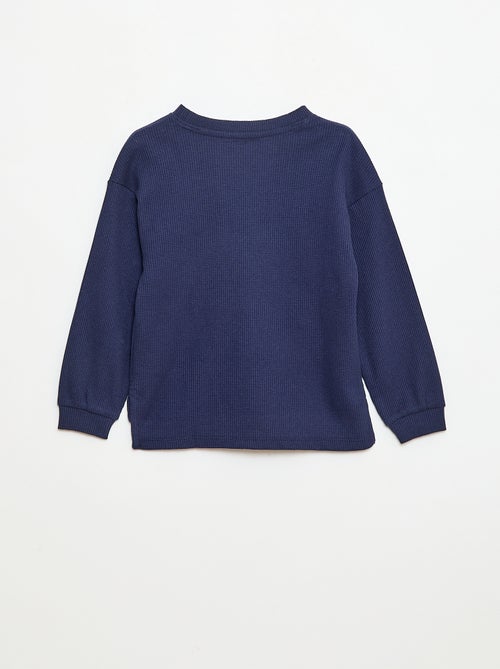 Camiseta holgada de algodón gofrado liso - Kiabi