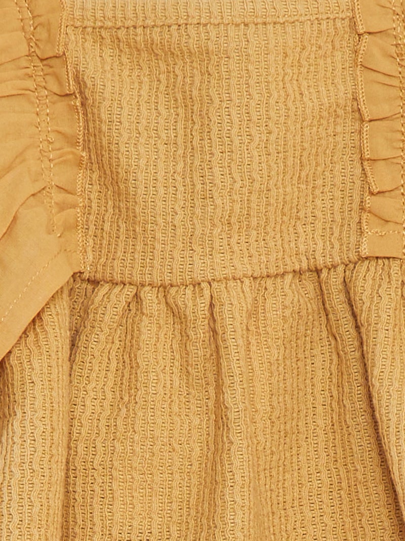 Camiseta holgada de manga corta con bordado inglés BEIGE - Kiabi