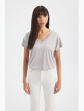 Camiseta holgada de manga corta con cuello en v hiccup