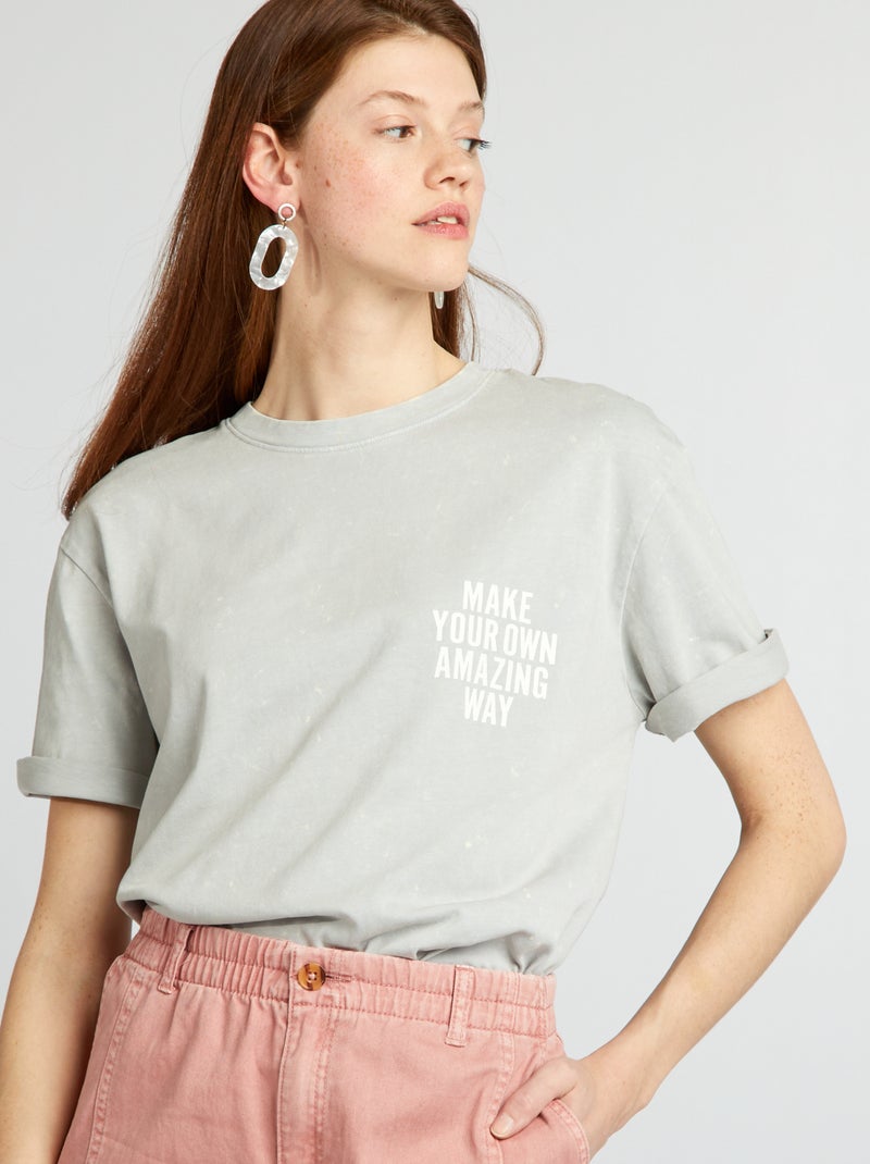 Camiseta holgada estampada GRIS - Kiabi