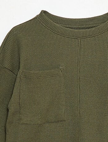 Camiseta holgada gofrada de algodón lisa