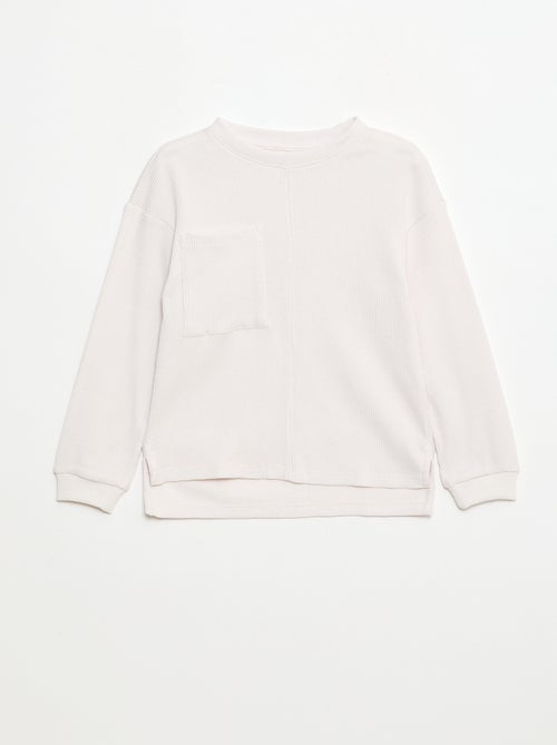 Camiseta holgada gofrada de algodón liso - Kiabi