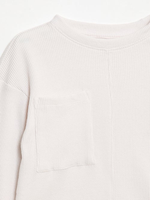 Camiseta holgada gofrada de algodón liso - Kiabi