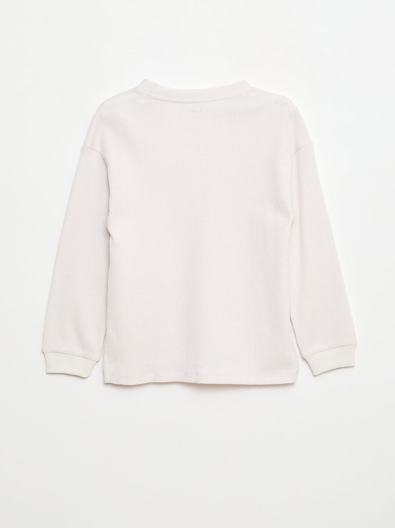 Camiseta holgada gofrada de algodón liso Blanco - Kiabi