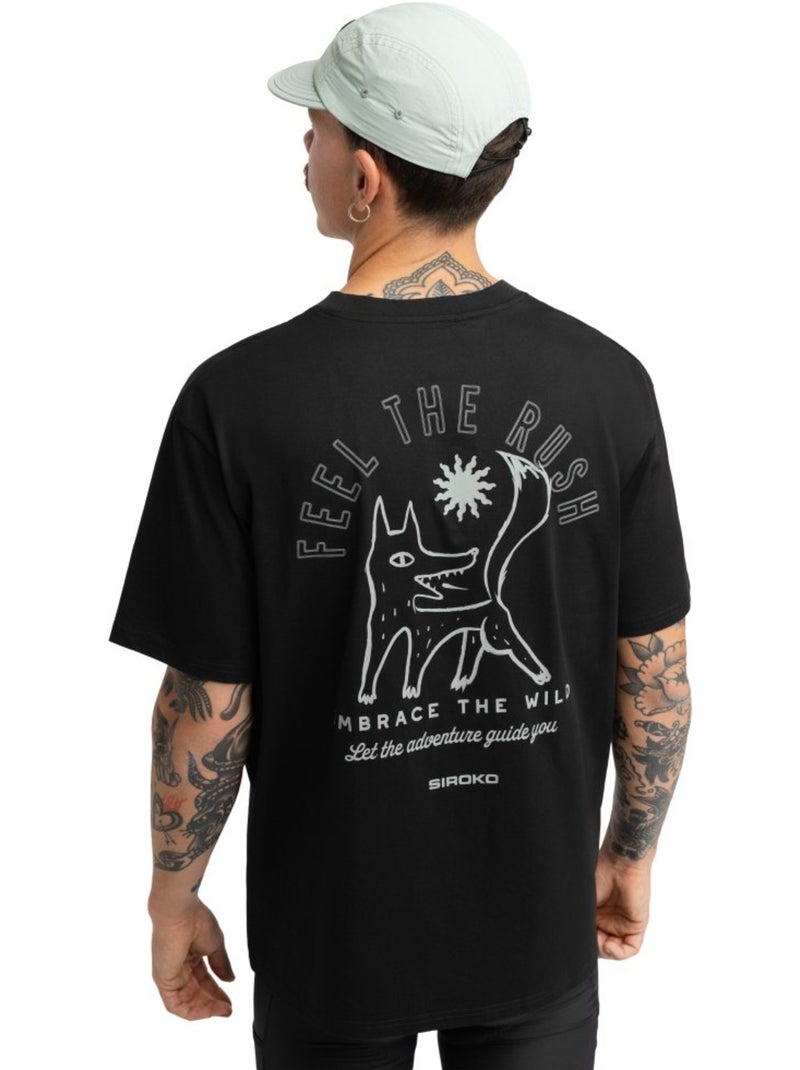 Camiseta holgada manga corta cicloturismo hombre ciclismo hombre rush Negro - Kiabi