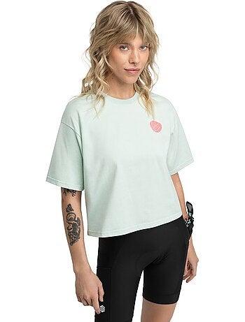 Camiseta holgada manga corta cicloturismo mujer ciclismo mujer reef light
