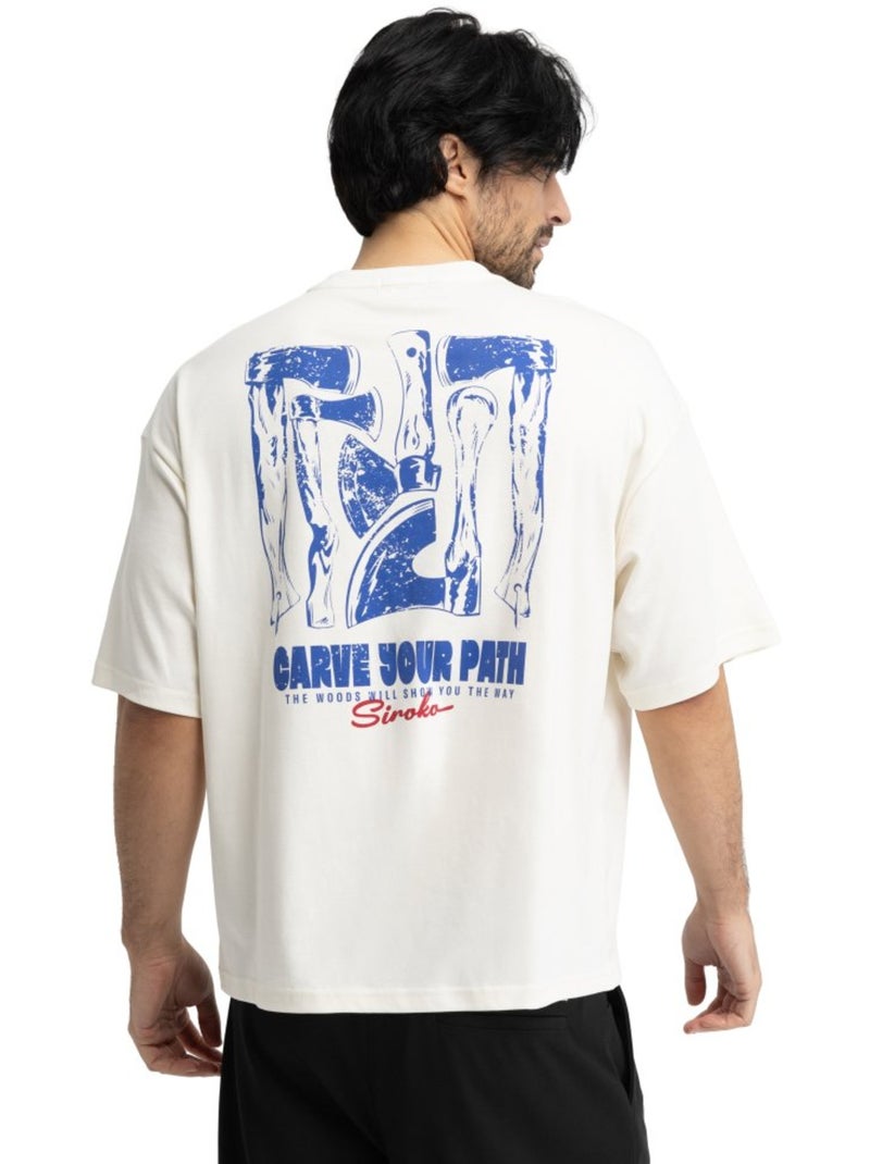 Camiseta holgada manga corta hombre hombre grama Blanco - Kiabi