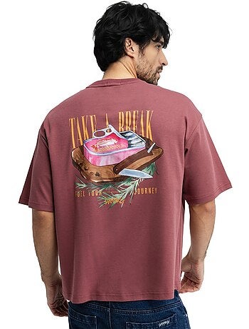 Camiseta holgada manga corta hombre hombre grama burgundy