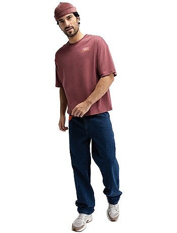 Camiseta holgada manga corta hombre hombre grama burgundy