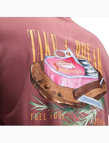 Camiseta holgada manga corta hombre hombre grama burgundy