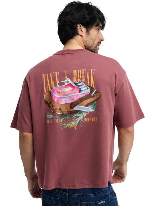 Camiseta holgada manga corta hombre hombre grama burgundy - Kiabi Camiseta holgada manga corta hombre hombre grama burgundy - Kiabi