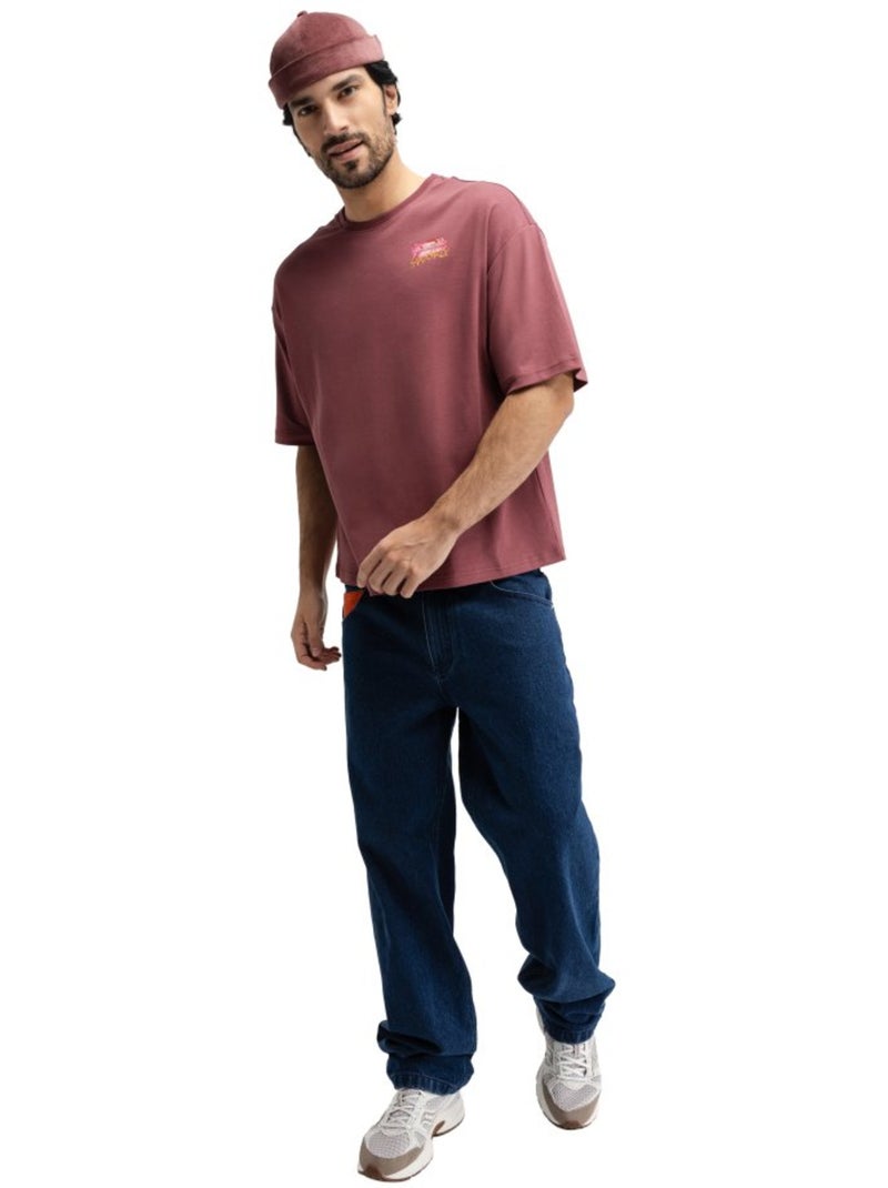 Camiseta holgada manga corta hombre hombre grama burgundy Rojo - Kiabi