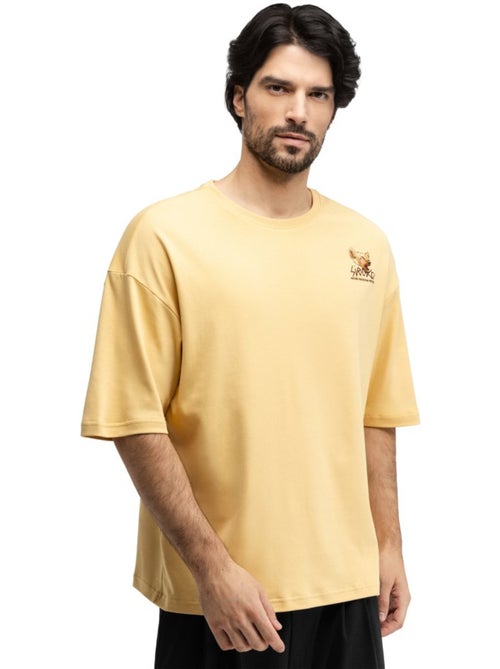 Camiseta holgada manga corta hombre hombre grama mustard - Kiabi Camiseta holgada manga corta hombre hombre grama mustard - Kiabi