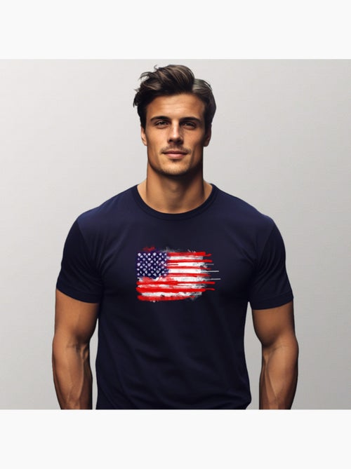 Camiseta Hombre - AMERICAN SPATTER FLAG - Kiabi