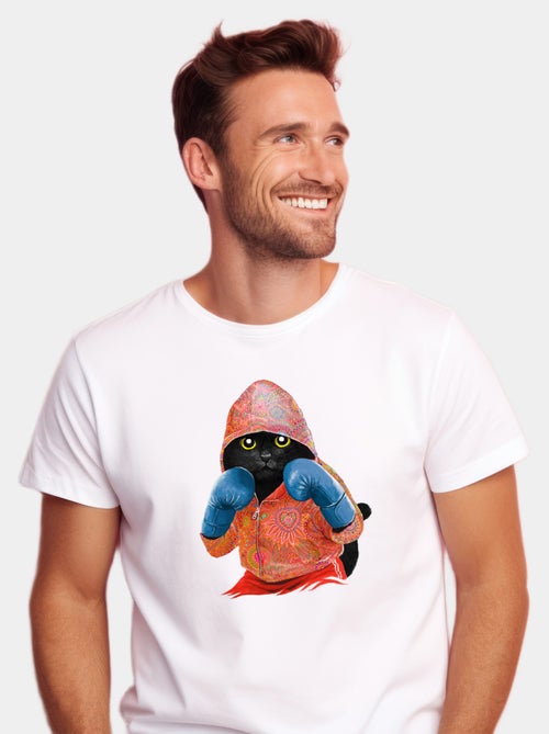 Camiseta Hombre - BOXING CAT BLACK - Kiabi Camiseta Hombre - BOXING CAT BLACK - Kiabi