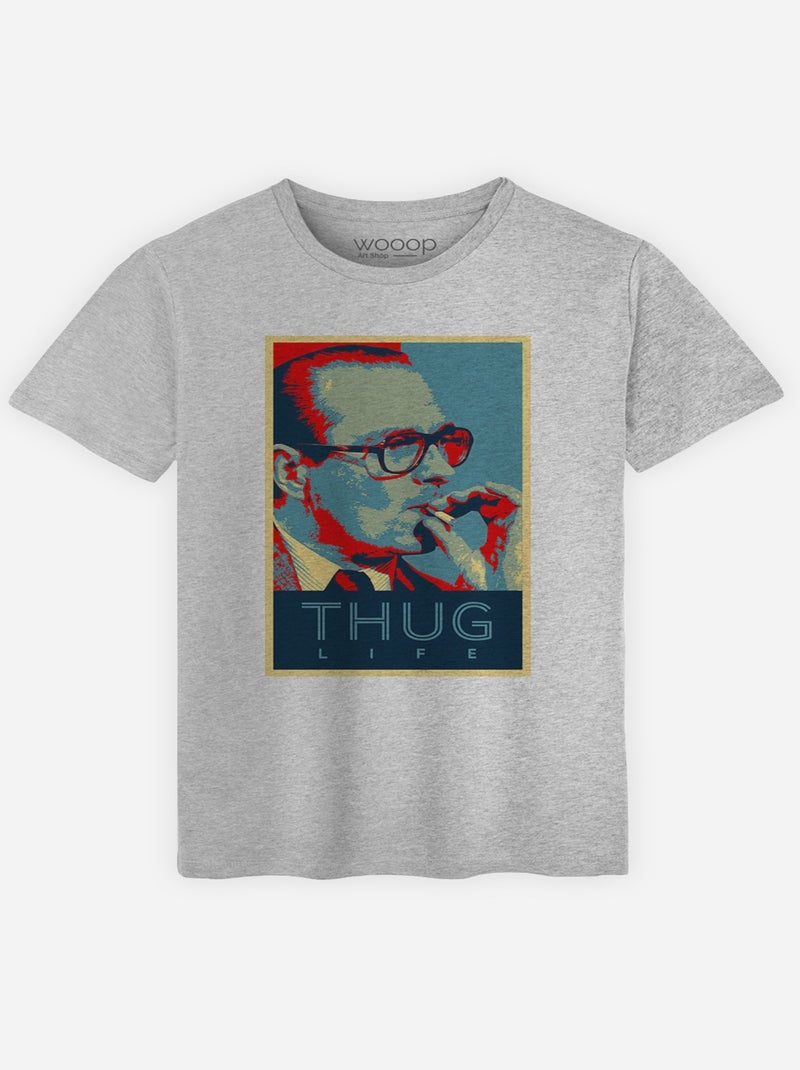 Camiseta Hombre - CHIRAC THUG LIFE Gris jaspeado - Kiabi
