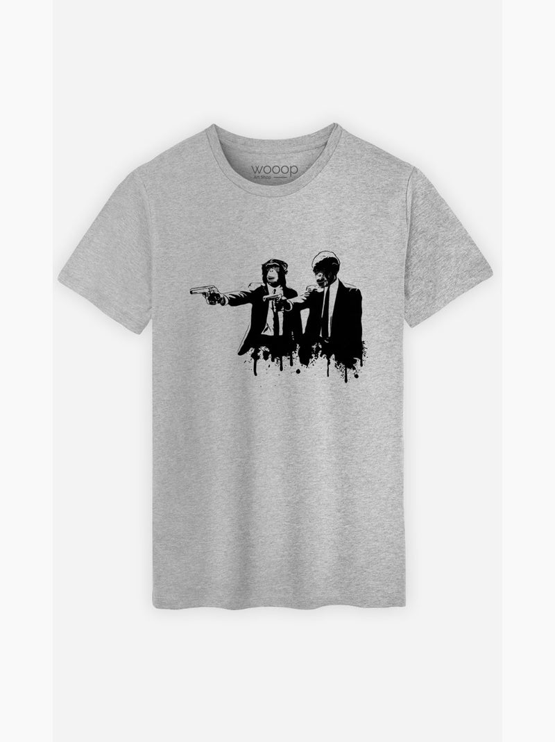 Camiseta Hombre - DIVINE MONKEY INTERVENTION Gris jaspeado - Kiabi